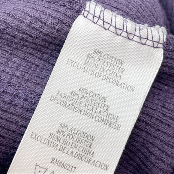 🍀LUCKY BRAND Women’s Purple Thermal Waffle Knit Kangaroo Pocket Hoodie Size M - Picture 9 of 10
